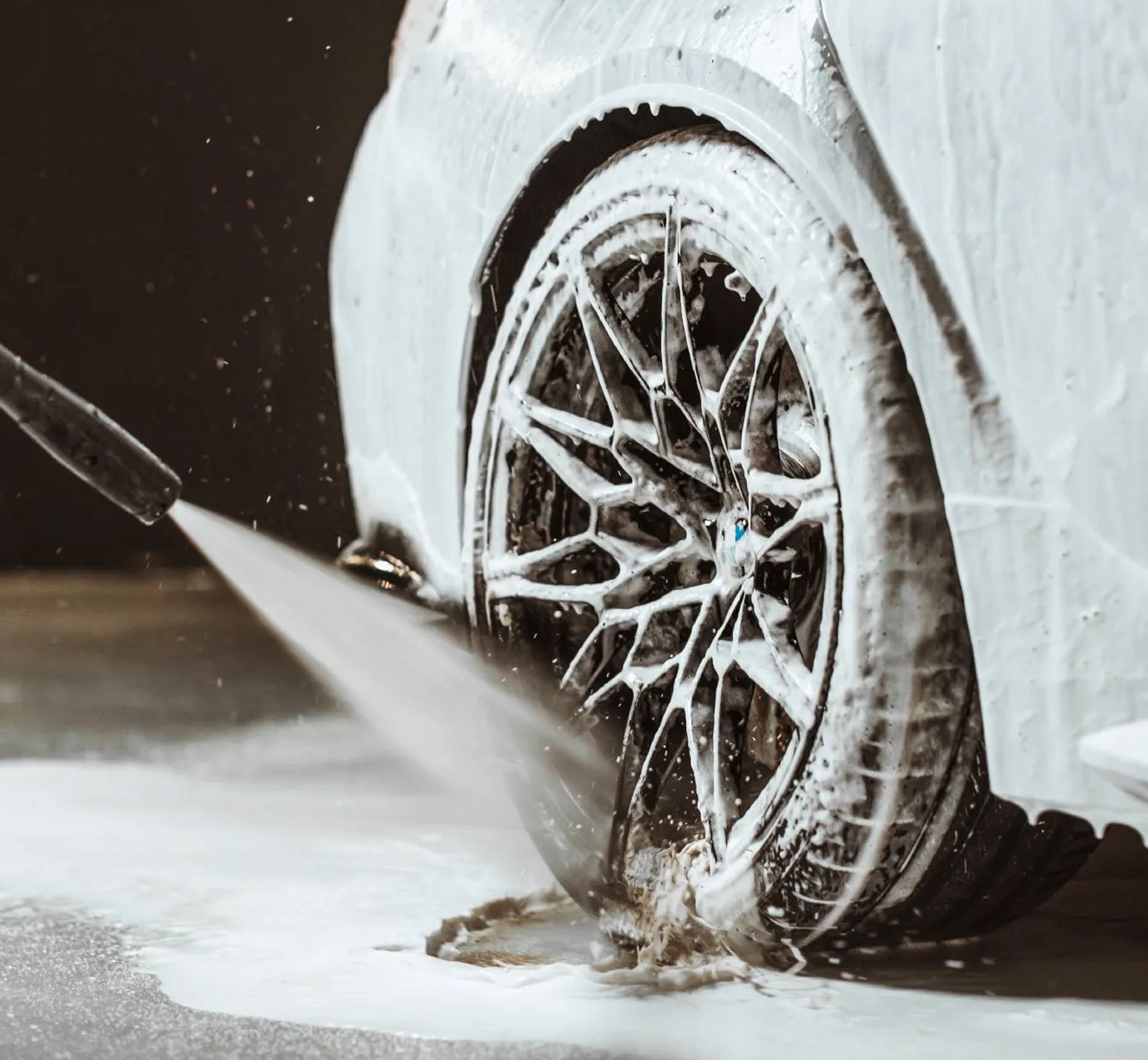 Autoglym Polar Blast being rinsed off the vehicle