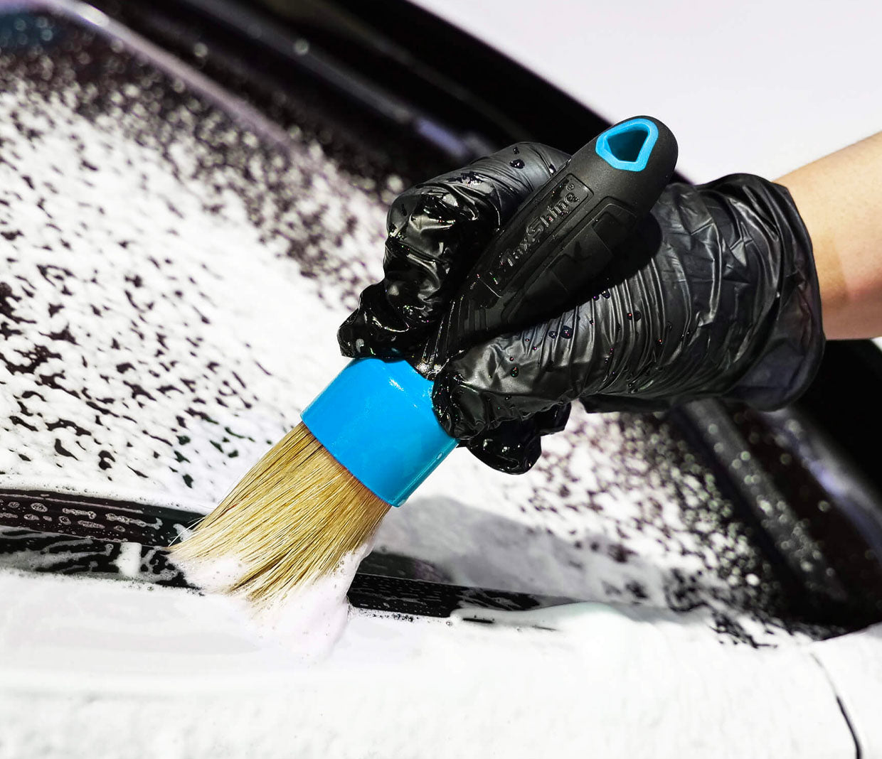 Maxshine Natural Boar's Hair Detailing Stubby Brush - Blue