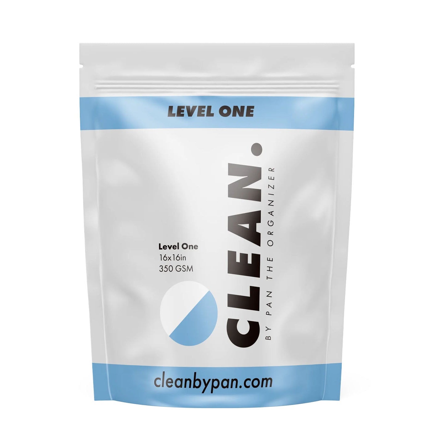 White packaging of CLEAN by Pan with blue accents on a white background